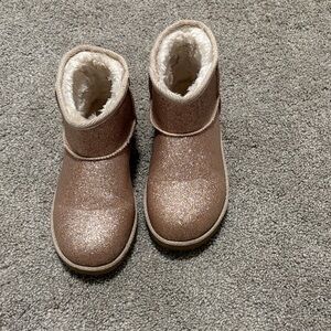 Girls Sparkly Gold Ankle Boots